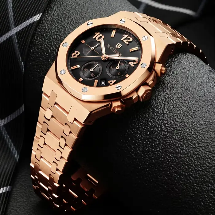 Montres chronographes de luxe pour hommes, montre de sport à quartz en acier inoxydable, montre-bracelet pour homme d'affaires, étanche