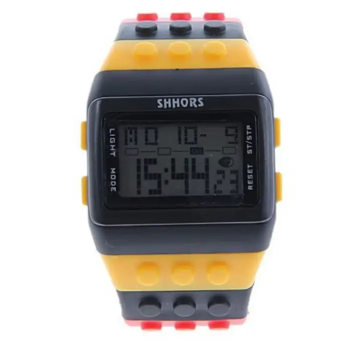 Montre de sport pour femmes multicolore LED avec fermeture pliant pour activités physiques et occasions spéciales