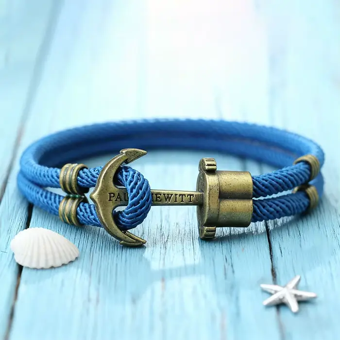 Bracelet Ancre Nautique pour Hommes Corde en Coton et Alliage de Zinc Décontracté Sportif Occasions Spéciales Pratique à Porter