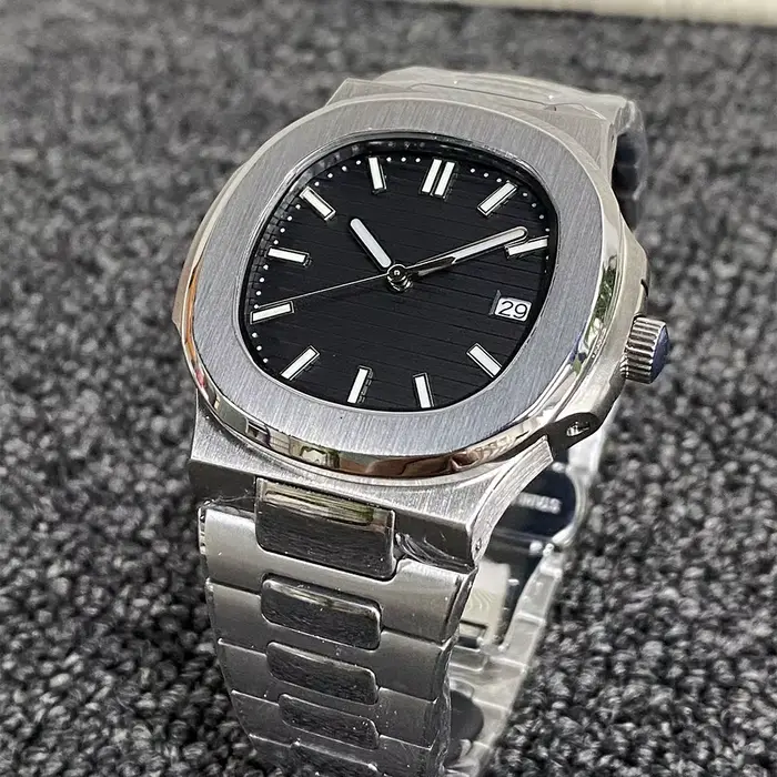 Montre mécanique de luxe pour hommes, 42MM, boîtier en argent, en acier inoxydable, classique, cadra