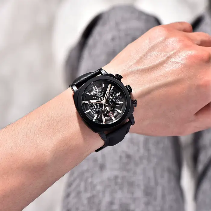 Benyar Design 2025 montre à Quartz pour hommes 43mm cadran lumineux 50m résistant à l'eau Anti-reflet chronographe