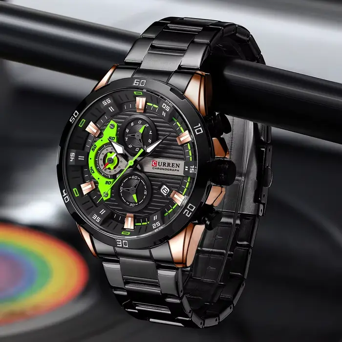 CURREN montres en acier inoxydable pour hommes mode créative cadran lumineux avec chronographe horloge mâle