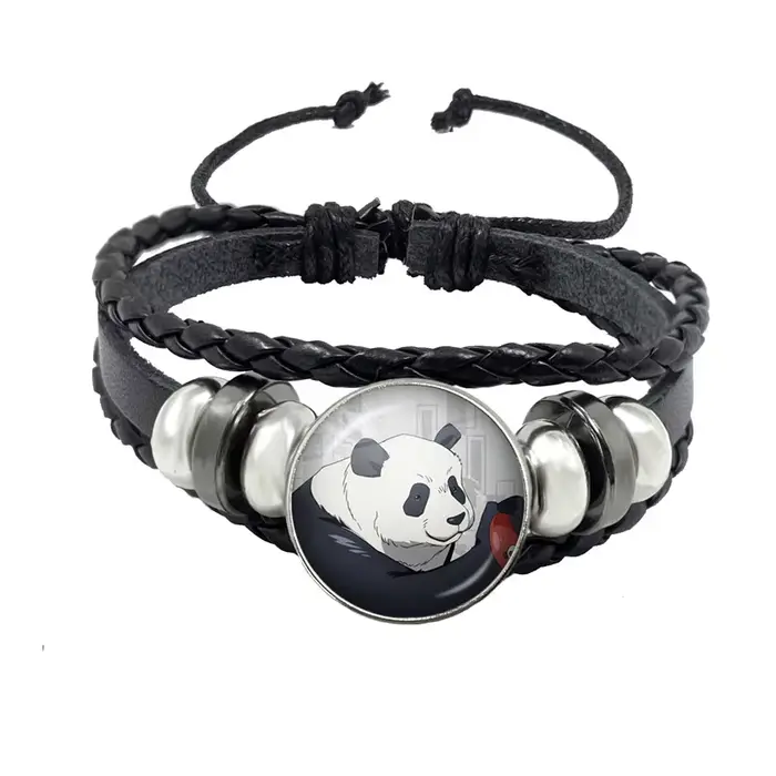 Bracelet en cuir avec dôme en verre décoratif pour femmes et hommes