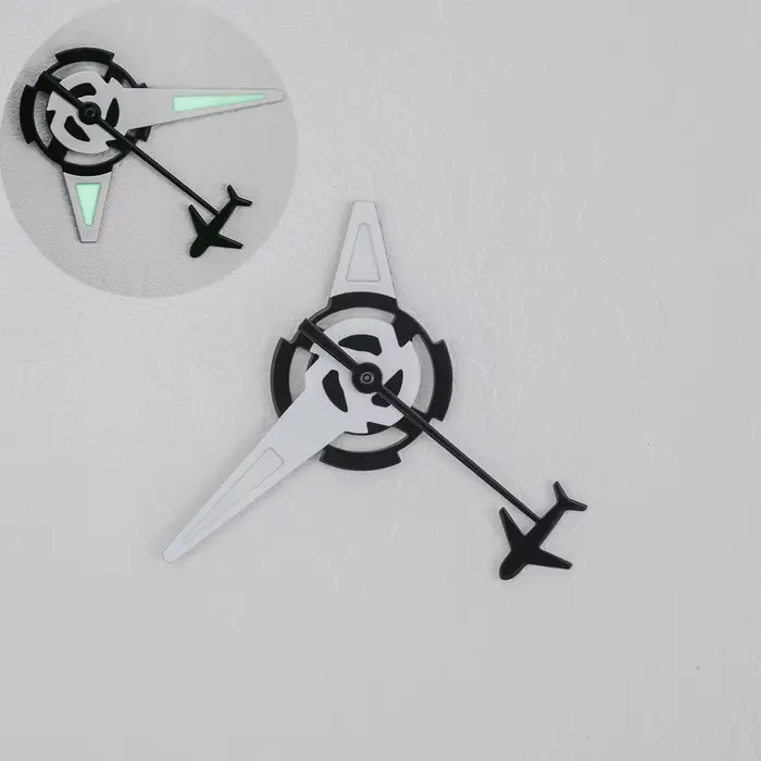 Aiguilles de montre mécaniques lumineuses vertes en forme d'engrenage NH35, aiguille des secondes po