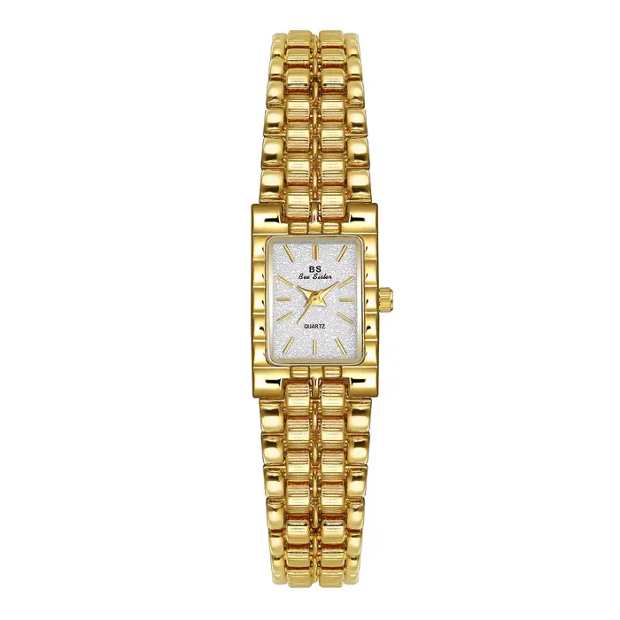 Montres classiques rectangulaires en or rétro pour femmes, montre-bracelet de luxe légère en acier i
