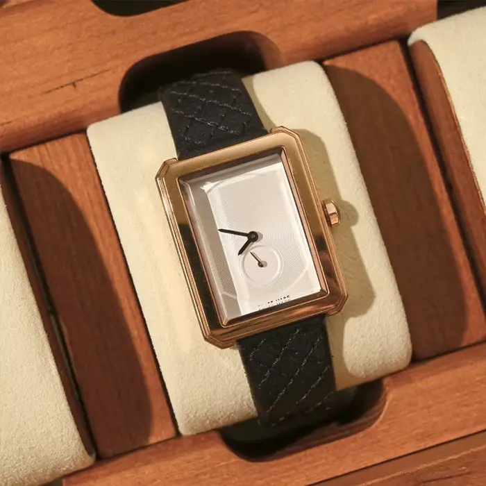 Oirlv boîte de rangement de montre en bois délicate couvercle en verre anti-poussière