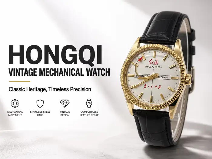 Montre mécanique vintage HONGQI pour homme