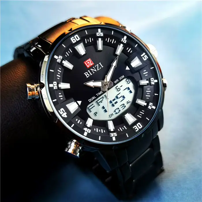 Montres chronographes à quartz dorées pour hommes