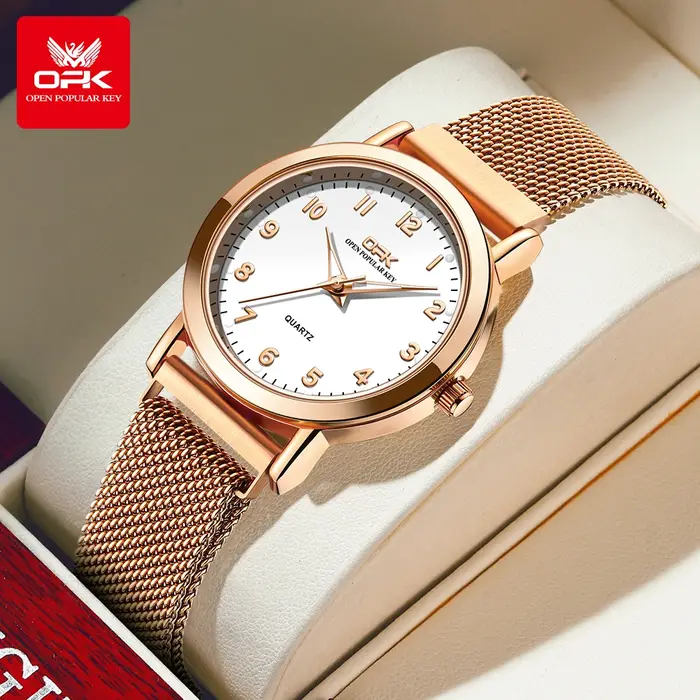 OPK 8115 femmes montre mode affaires Simple en acier inoxydable maille ceinture étanche lumineux