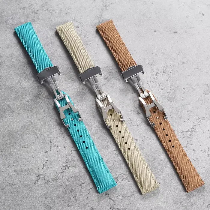 Bracelet Deployant Sailcloth en Nylon Haute Densité Double Face Polyvalent Pour Femmes et Hommes Occasions Spéciales Robuste Et Sophistiqué