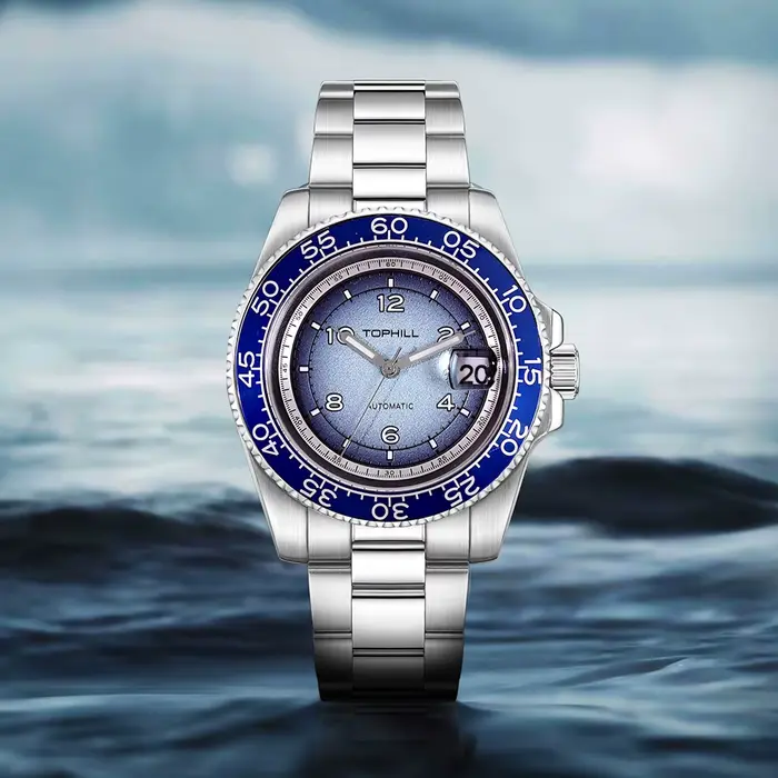 Montres mécaniques pour hommes TOPHILL 40 mm Nanning 2813 avec cadran texturé effet feu