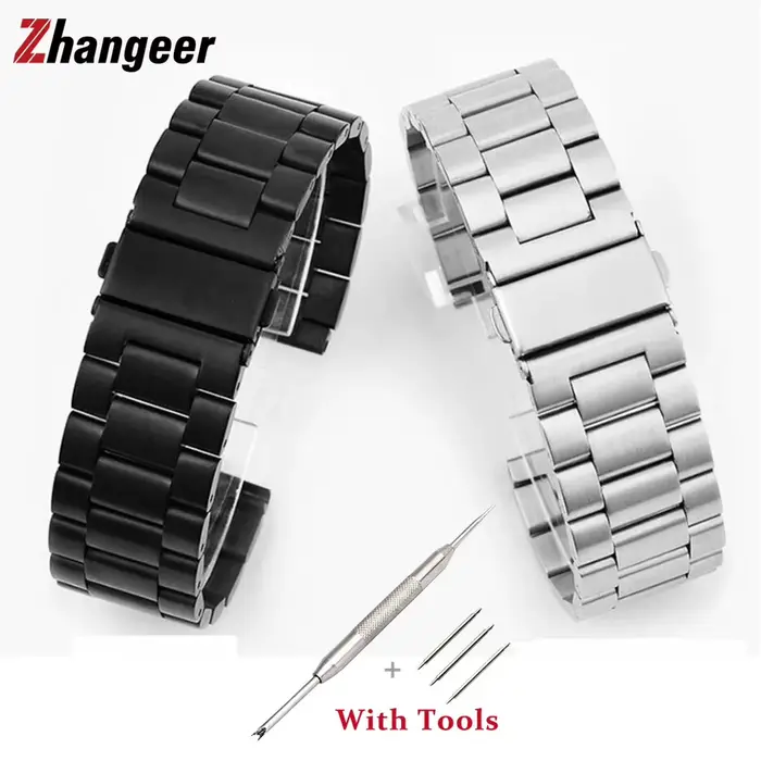 Bracelet de montre en acier inoxydable pour montre traditionnelle avec bouton à ressort largeur 16mm 18mm 20mm 22mm 24mm occasions spéciales