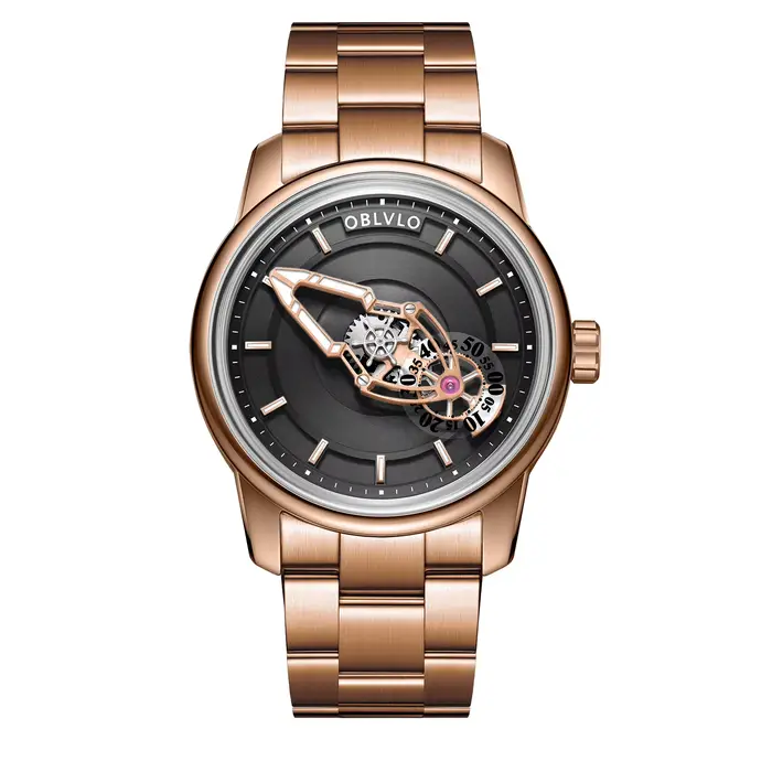 OBLVLO – montre automatique pour hommes, 42MM, mécanique, étanche, saphir, Rotation lumineuse, petit