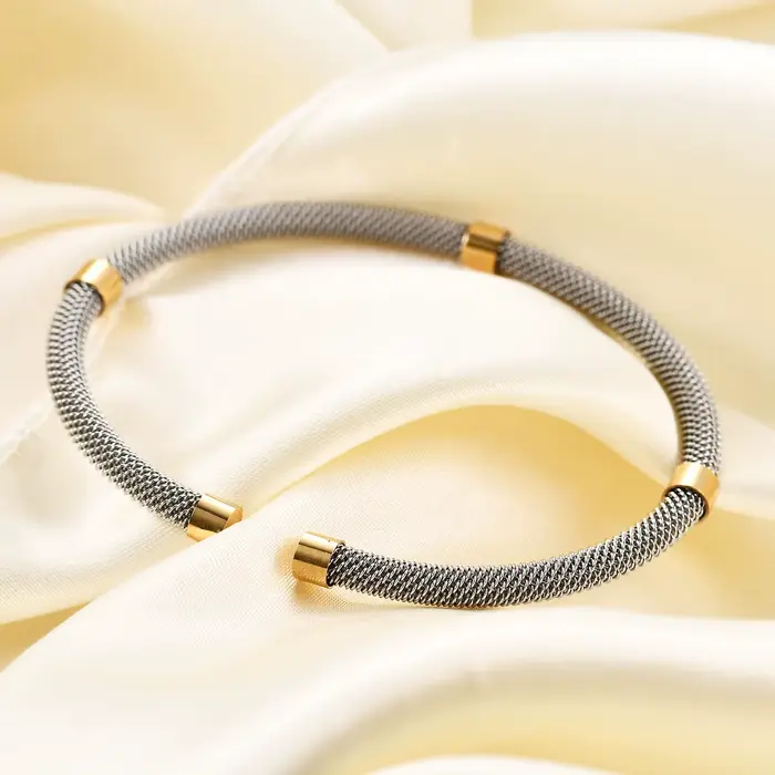Bracelet câble tressé acier inoxydable avec finition or multifonctionnel pour homme style moderne tracker fitness humeur occassions spéciales