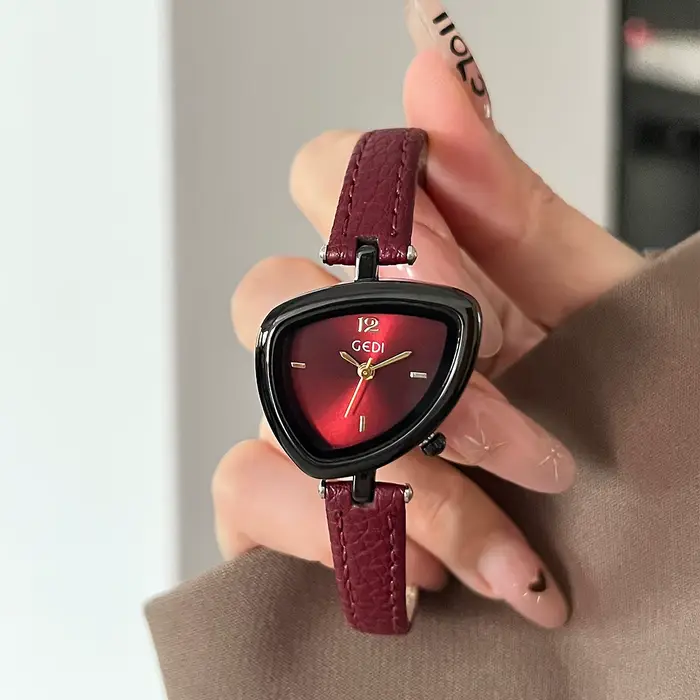 GEDI montre Vintage en cuir léger luxe Simple Unique cadran irrégulier dames montres élégant Quartz étanche montre-bracelet pour femme