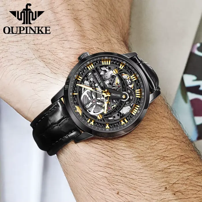 OUPINKE 3173 montres mécaniques automatiques originales pour hommes en acier inoxydable étanche lumineux entièrement