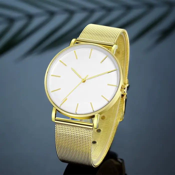Top marque femmes montres de luxe en métal maille Simple