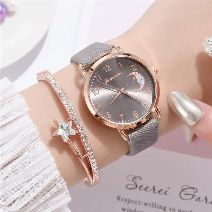 Montre blanche à Quartz en cuir pour femmes