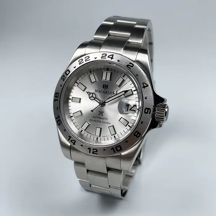 Montre automatique Macarlon DJ avec lunette numérique 39 mm, verre saphir résistant aux rayures, aci