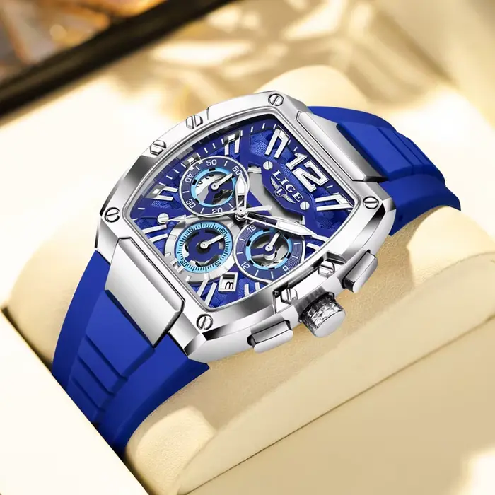 LIGE hommes montres montre carrée créative pour homme sport chronographe lumineux Date horloge haut