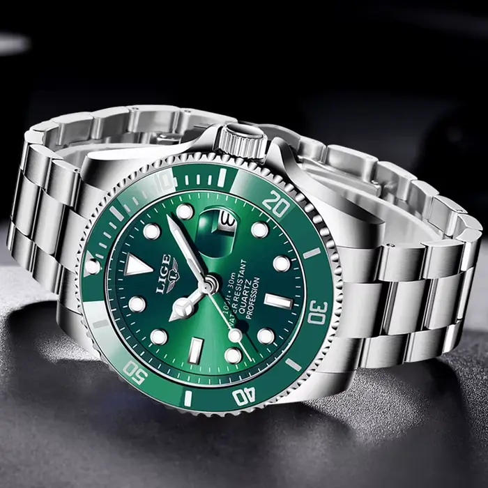 Montre de plongée de luxe de marque haut de gamme LIGE pour hommes