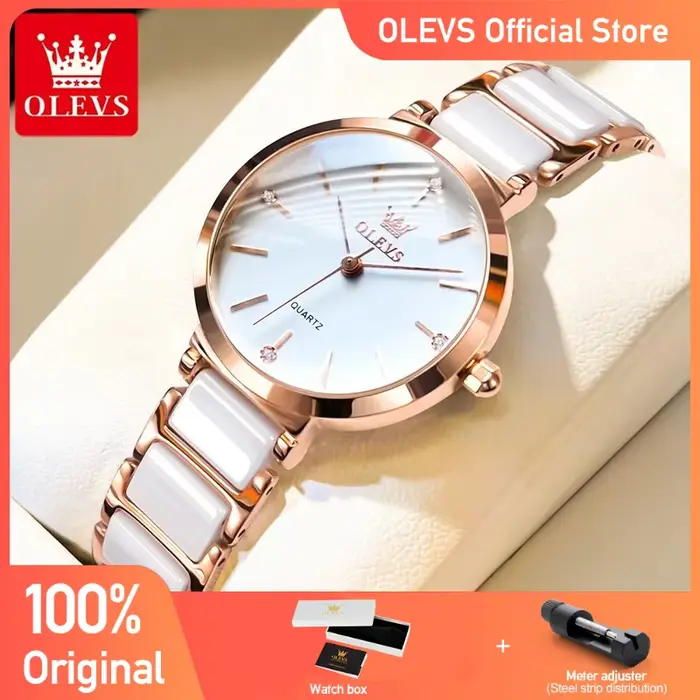 OLEVS nouvelle mode céramique bracelet Quartz femmes montre étanche marque de luxe