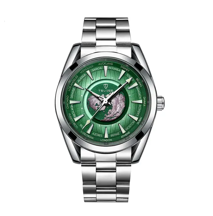 Montre automatique à motif terrestre pour homme
