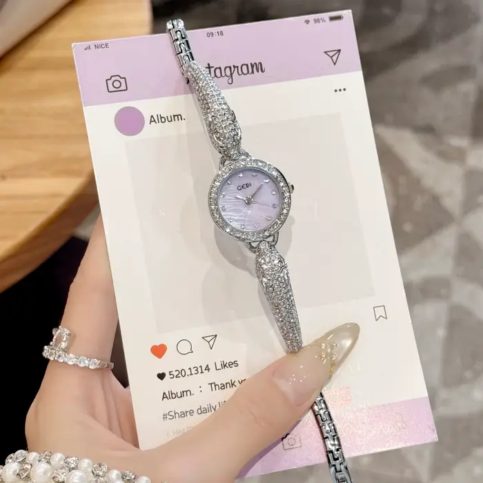 Montre de luxe pour femme GEDI Original Brand, bracelet argenté tête de léopard, montre-bracelet à q