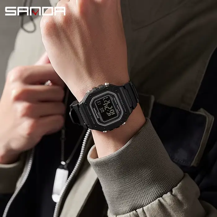Montre numérique SANDA G Style résistante aux chocs et à l'eau pour hommes avec alarme et affichage LED pour entraînements et occasions spéciales