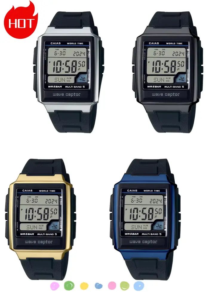 Montre numérique multifonction rétro CAIAS pour homme avec synchronisation automatique et résistance à l'eau 50 mètres occasions spéciales