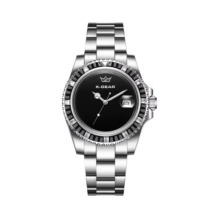 Montre mécanique automatique étanche pour homme avec affichage lumineux, boîtier et bracelet en acie