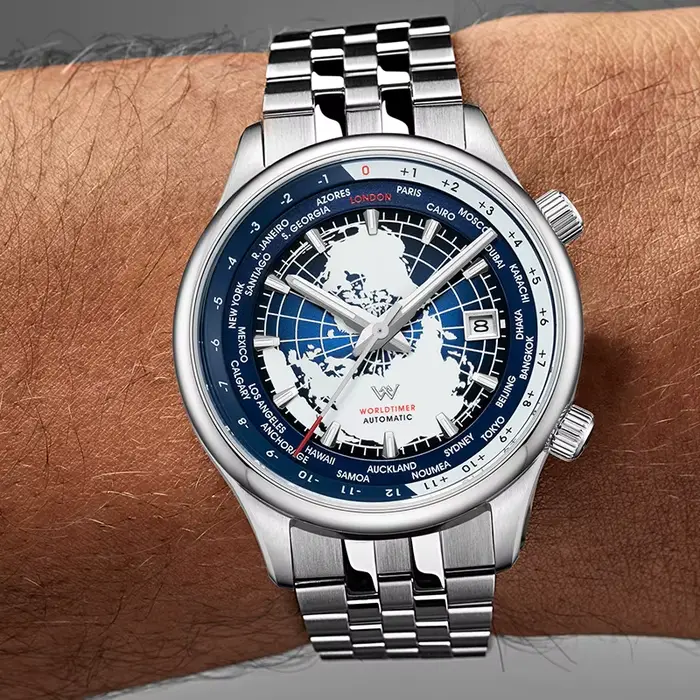 Montre WM057 Mécanique Hommes Haute Qualité Saphir Heure Mondiale Occasions Spéciales Argent Bleu Ciel Bleu Multicolore Or Violet Noir