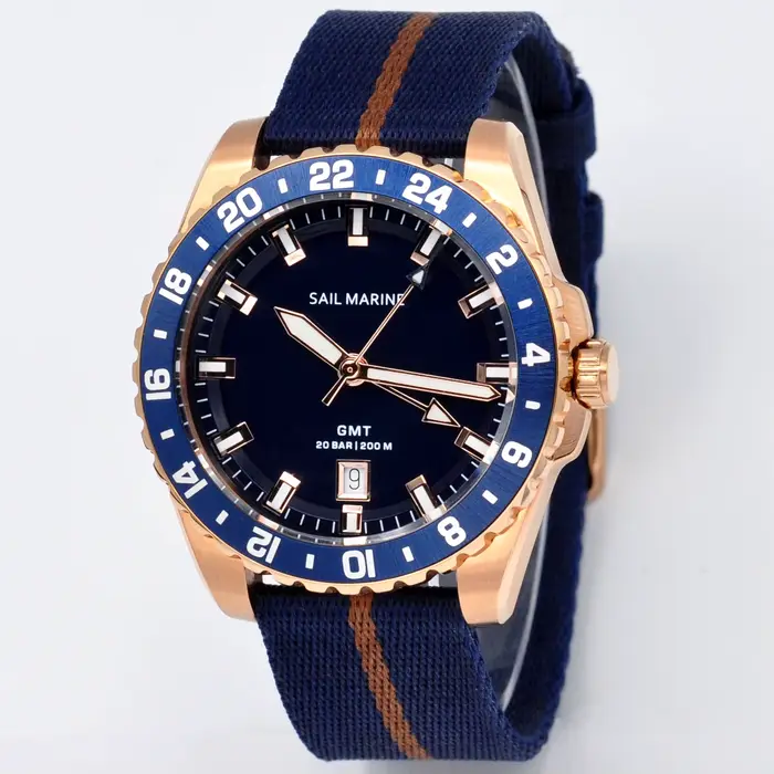 Montre décontractée pour homme de qualité supérieure en or rose, bracelet en tissu, montre à quartz 