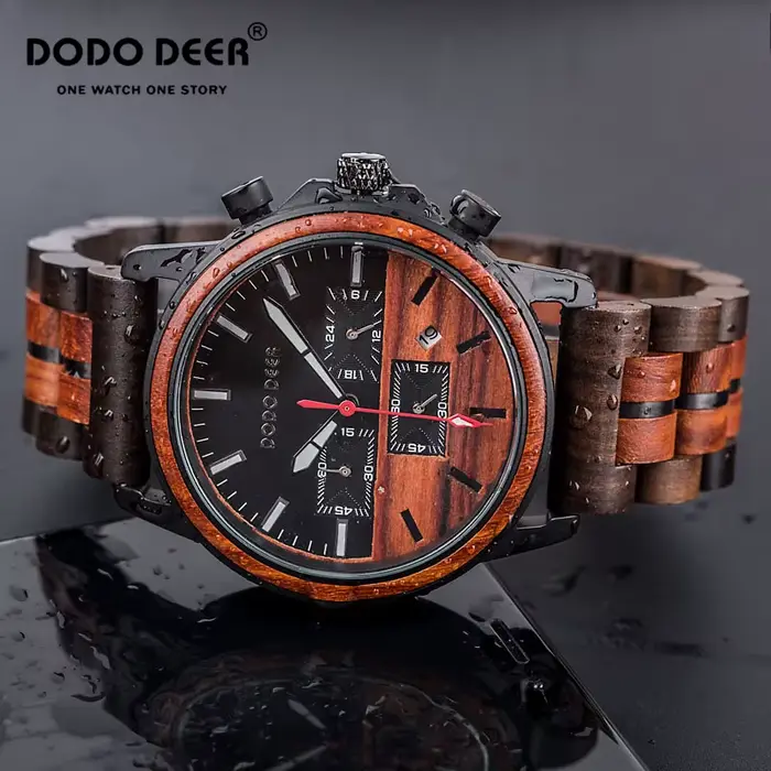 DODO DEER montre en bois pour hommes montres de luxe de marque supérieure mâle étanche lumineux main course secondes Sport cadeau pour lui