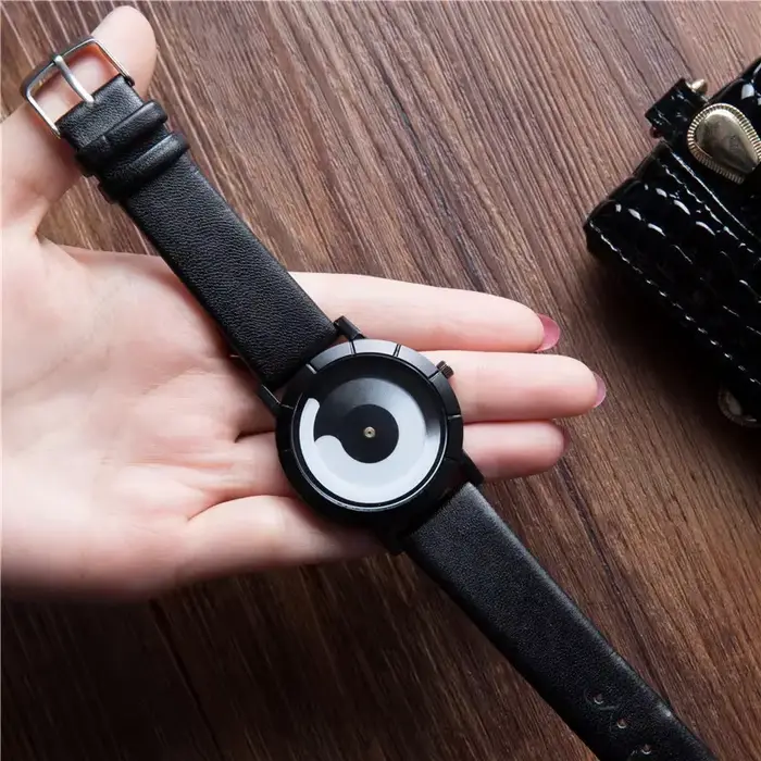 Montres-bracelets à quartz avec bracelet en cuir pour hommes et femmes