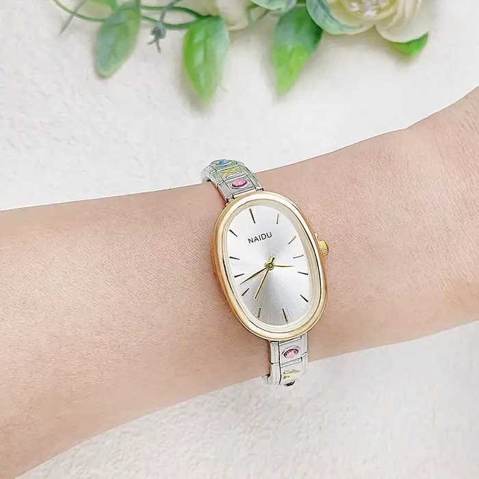 GEMOSA moderne ovale décontracté Vintage Design montres à Quartz femmes dames en acier inoxydable largeur 9mm bracelet fête anniversaire cadeau parfait