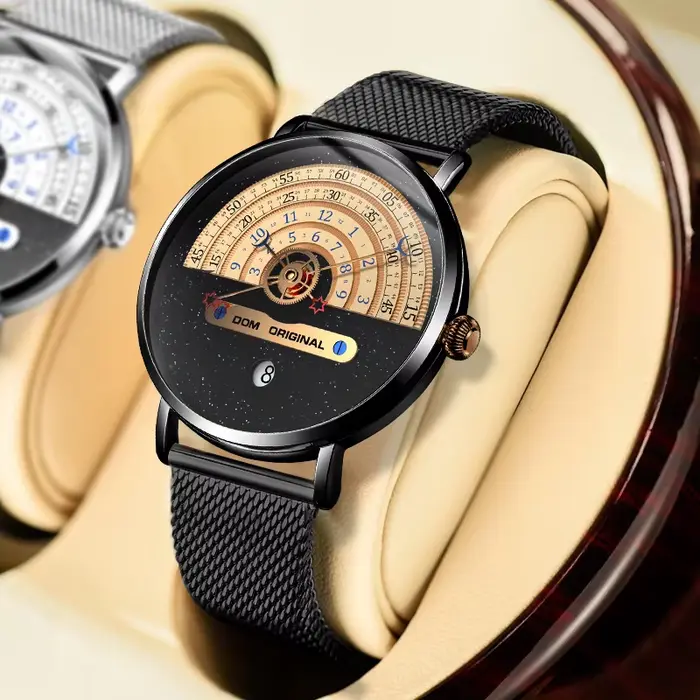 DOM 1288 nouvelle montre à Quartz pour hommes mode créative de luxe en cuir lune étoile pointeur montres