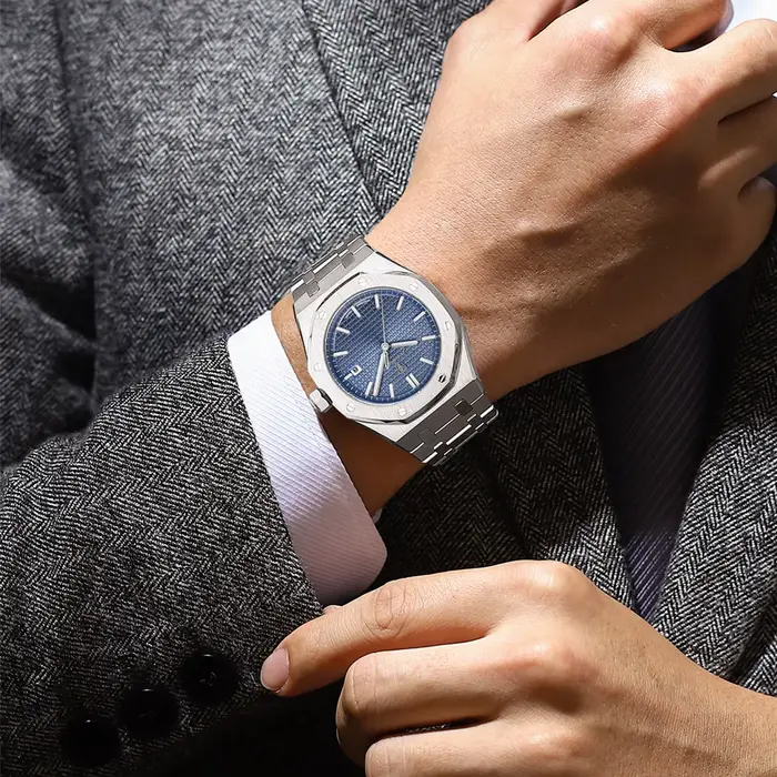 POEDAGAR Original luxe homme montre Date lumineux étanche en acier inoxydable hommes montre-bracelet mode affaires