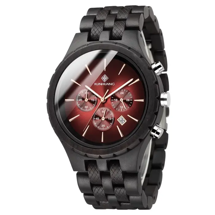 Montre en bois multifonctionnelle design minimaliste pour homme style décontracté quartz occasionnels