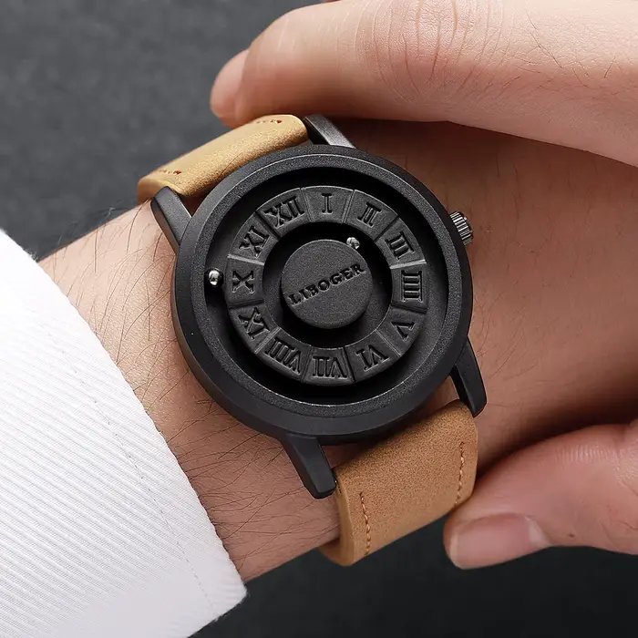 Montre Homme Suspension Magnétique Cadran Roman Quartz Décontractée Casual Occasions Spéciales