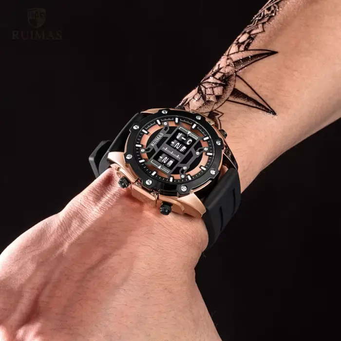 RUIMAS – montre-bracelet de luxe à Quartz numérique pour hommes