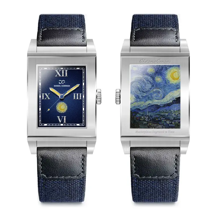 Montre Daniel Gorman Reverso Édition Limitée Montre à Clapet Style Vintage Carrée Bracelet en Cuir Véritable Pour Femme Occasions Spéciales