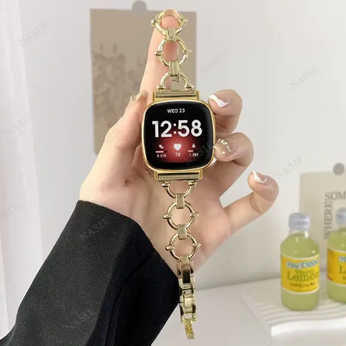 JOStrap-Bracelet de Luxe en Acier Inoxydable pour Fitbit Versa 2 3 4 Lite
