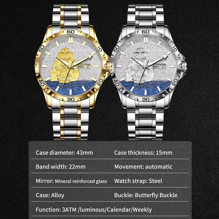 Montre GLENAW, design nautique tridimensionnel