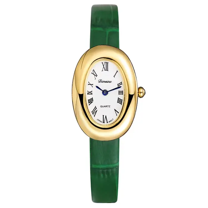 Femmes montre à Quartz de luxe chiffres romains Reloj Vintage Simple horloge ovale dames en cuir noir Orologio or argent montre-bracelet