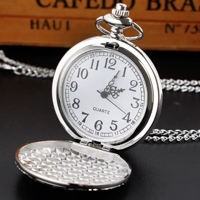 Montre de poche de luxe en argent à quartz