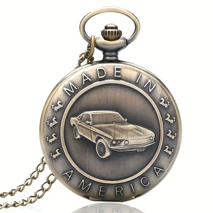 Montre de poche pour voiture Mustang en bronze – Cadeau d'anniversaire parfait pour les adolescents