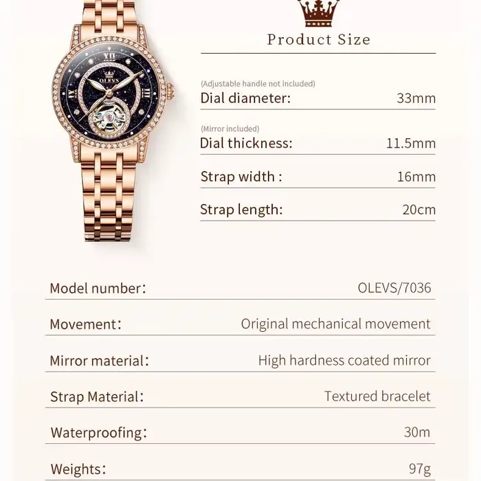 Montre de luxe mécanique automatique pour femme avec incrustations de diamants et design étoilé pour occasions spéciales et cadeaux