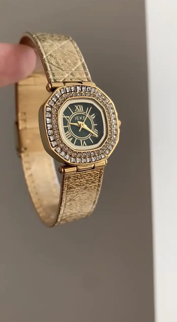 Femmes montre à Quartz Vintage or vert Orologio bracelet en acier inoxydable Reloj Mujer filles horloge dames de luxe nouvelle montre-bracelet en diamant