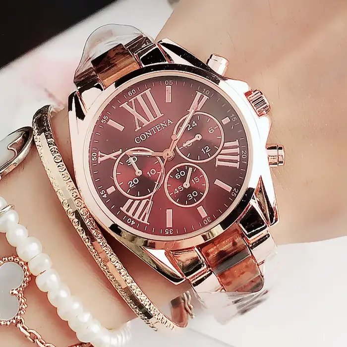 Montres à quartz marron pour femmes, montres-bracelets pour dames, logo de marque supérieure, cadeau